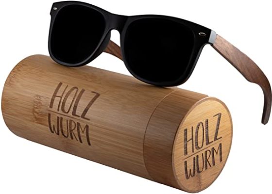 Holzwurm Sonnenbrille mit Holzbügeln Damen und Herren